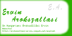 ervin arokszallasi business card